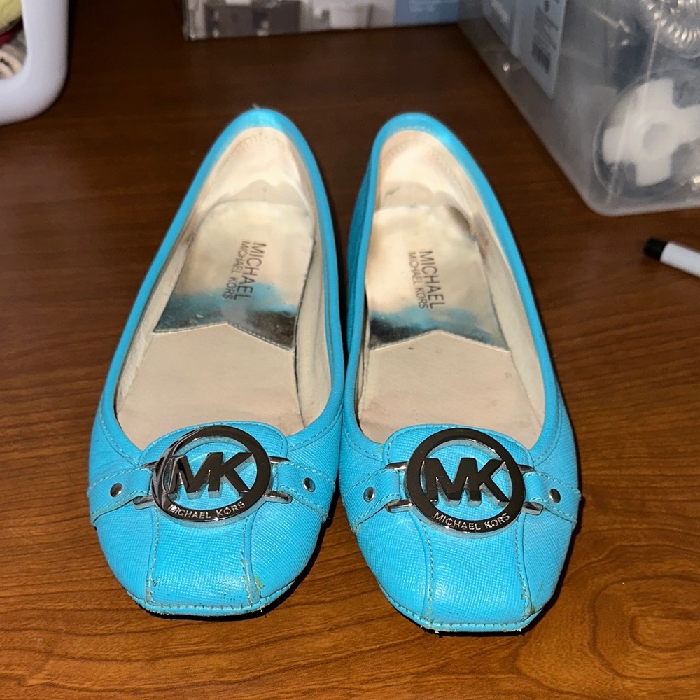 Michael Kors Turquoise Flats with Logo Accent